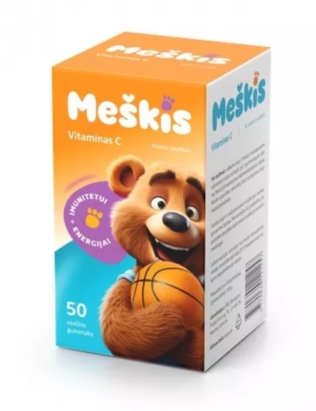 MEŠKIS maisto papildas VITAMINAS C, 50 guminukų | Camelia