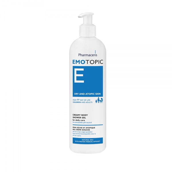 PHARMACERIS kreminis dušo gelis EMOTOPIC, 400 ml