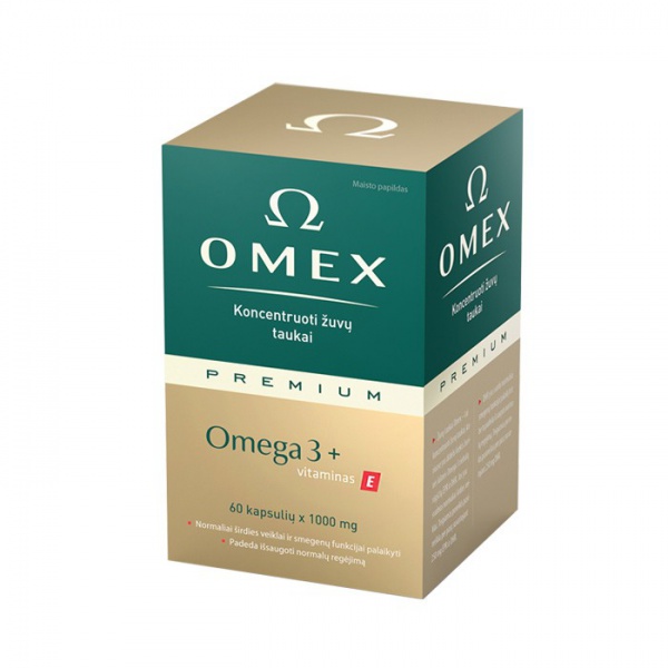 OMEX maisto papildas žuvų taukai PREMIUM OMEGA-3, 60 kaps. | Camelia