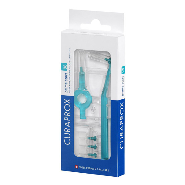 CURAPROX tarpdančių šepetėliai su žiediniu ir kampiniu koteliais CPS PRIME START, 0,6 mm, 5 vnt.