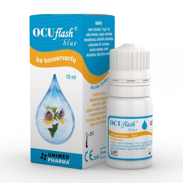 OCUFLASH akių lašai be konservantų BLUE, 10 ml