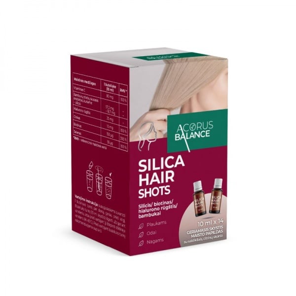 ACORUS BALANCE plaukams SILICA HAIR SHOTS, 10 ml, 14 buteliukų