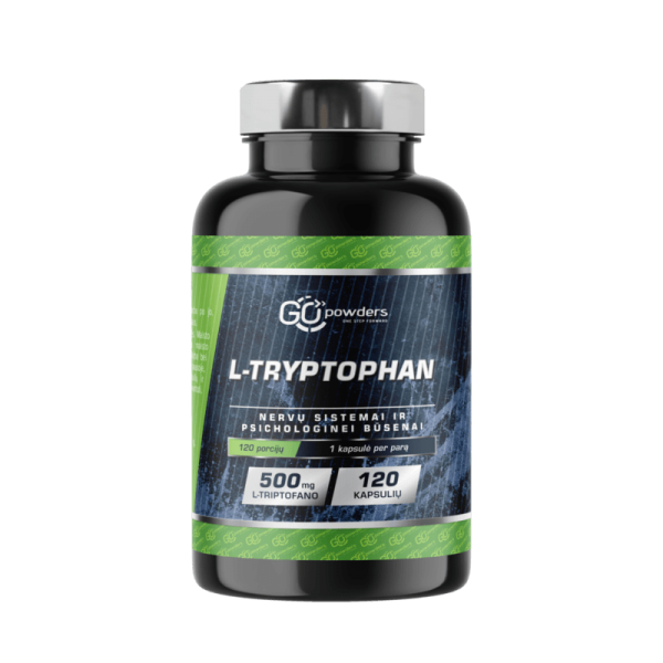 GO POWDERS maisto papildas L-TRYPTOPHAN 500 mg, 120 kaps.