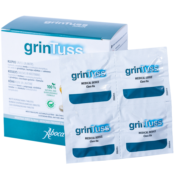 GRINTUSS burnoje disperguojamos tabletės ADULT, 20 tab.