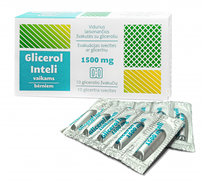 GLICEROL INTELI 1500 mg, 10 žvakučių