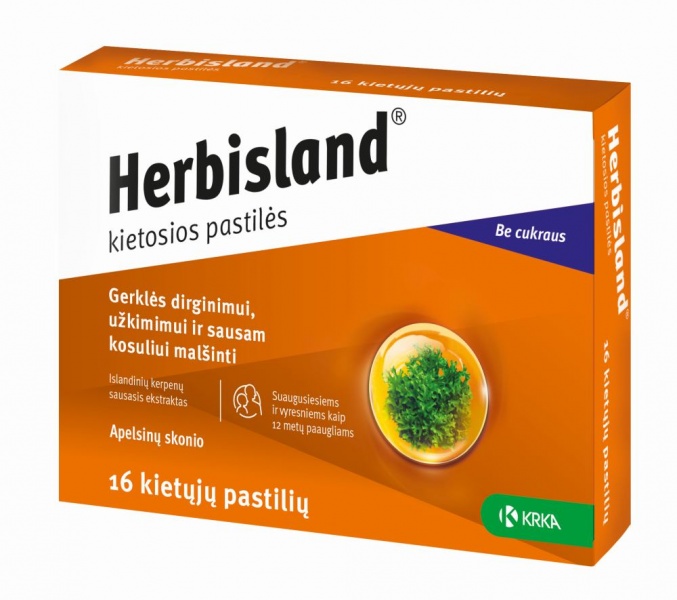 HERBISLAND kietosios pastilės, 16 vnt.