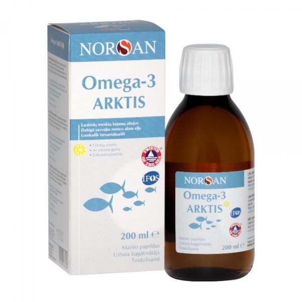 NORSAN maisto papildas OMEGA-3 ARKTIS, citrinų skonio, 200 ml