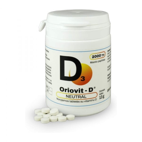 ORIOVIT-D maisto papildas VITAMINAS D3 2000 TV, 200 tab.