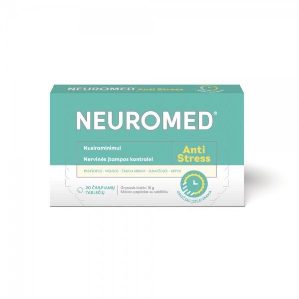 NEUROMED maisto papildas ANTI-STRESS, 20 čiulpiamų tab.